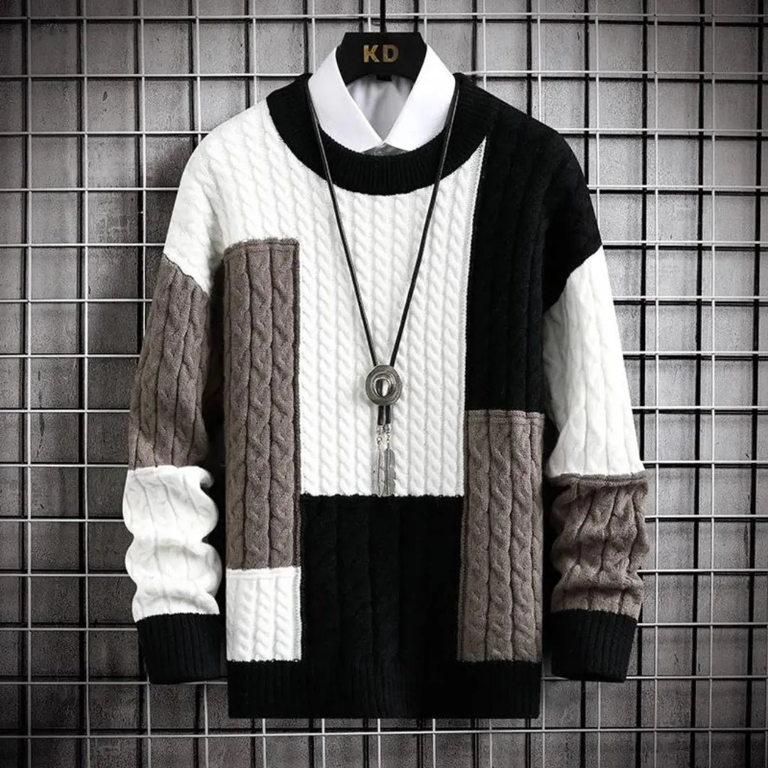 Patchwork Colour Block Sweater | Relaxed Fit | Modern Knitwear
