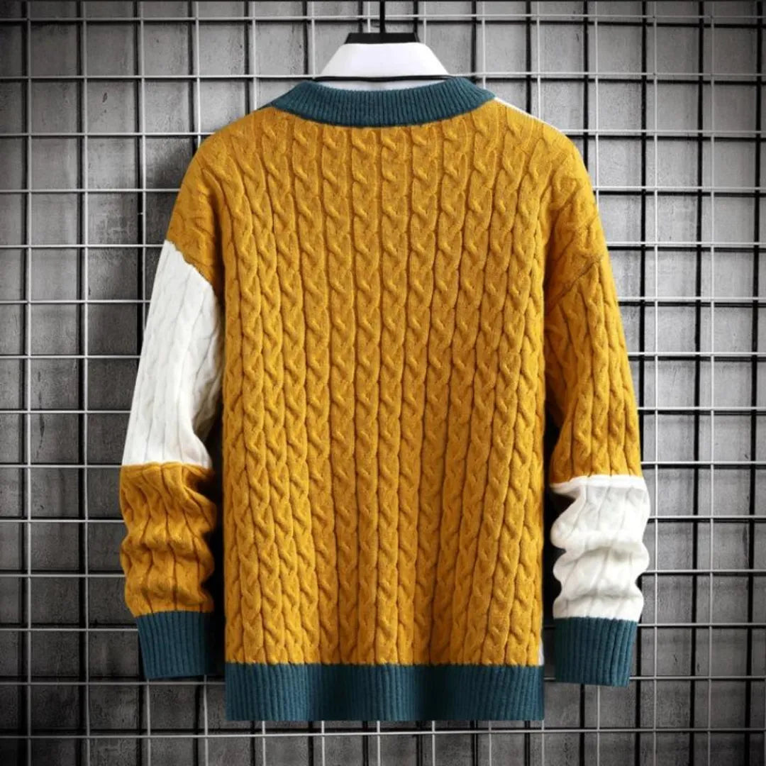 Patchwork Colour Block Sweater | Relaxed Fit | Modern Knitwear