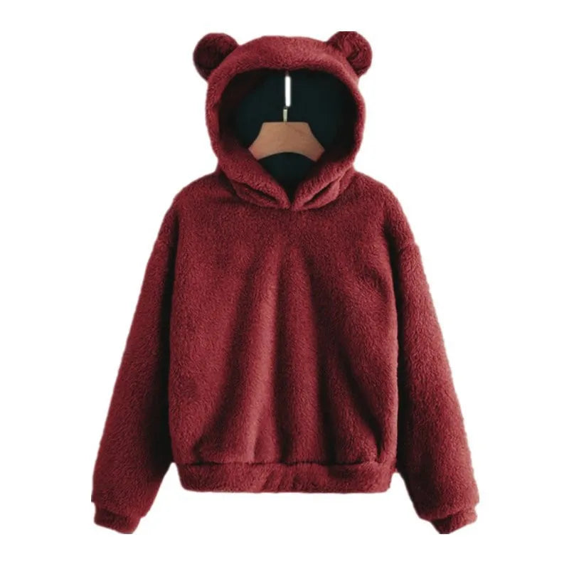 Women’s Fluffy Winter Hoodie with Ears | Cozy Ladies Fleece Jacket