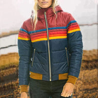 Women’s Colour-Block Puffer Jacket | High Collar | Insulated Winter Coat