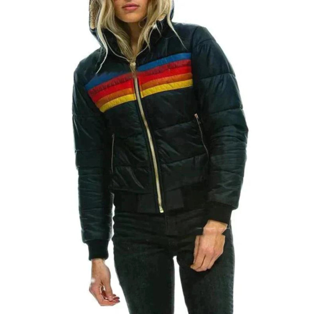 Women’s Colour-Block Puffer Jacket | High Collar | Insulated Winter Coat