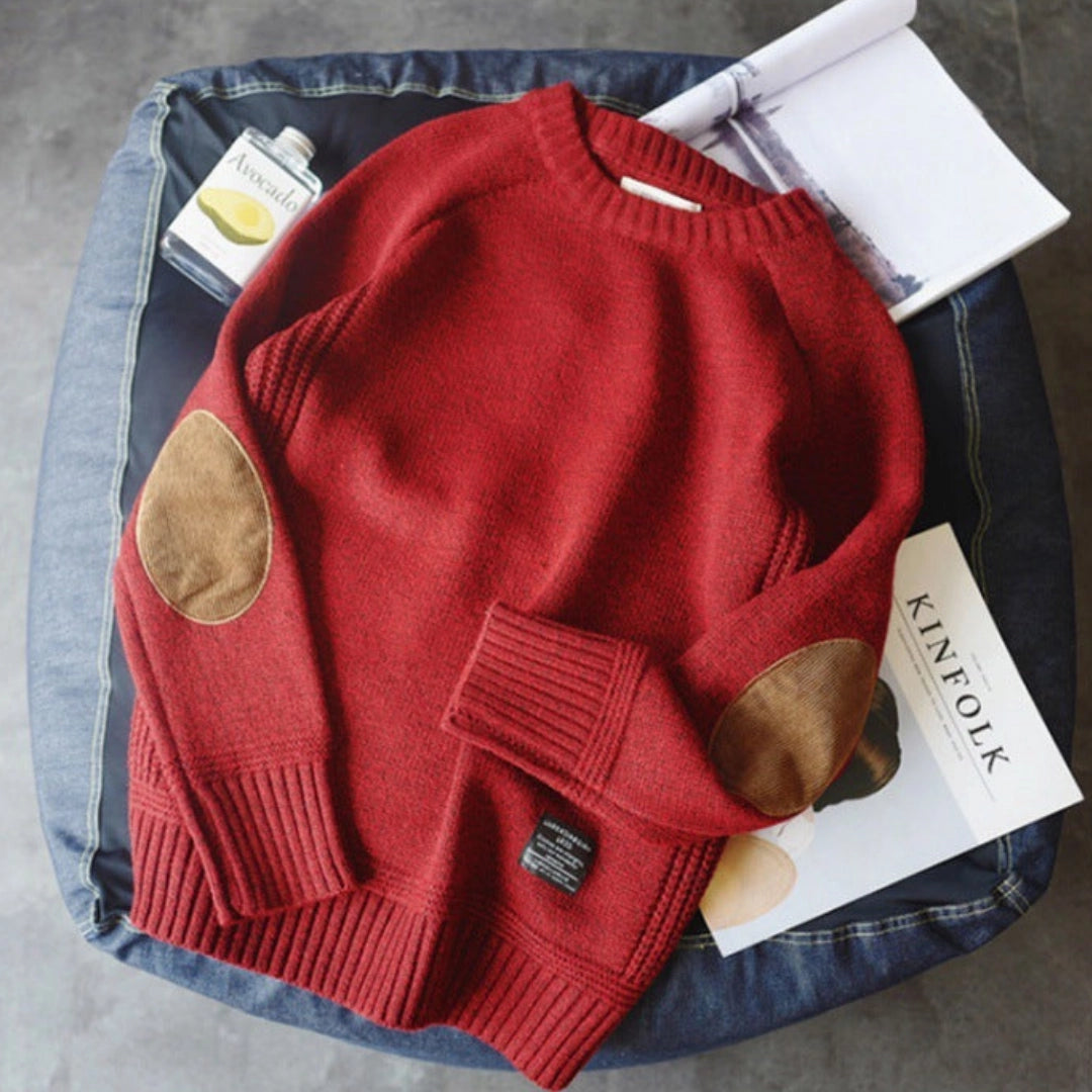 Women’s Knit Sweater with Elbow Patches | Warm Winter Pullover | Casual Smart Style