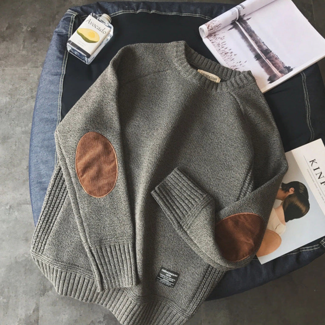 Women’s Knit Sweater with Elbow Patches | Warm Winter Pullover | Casual Smart Style