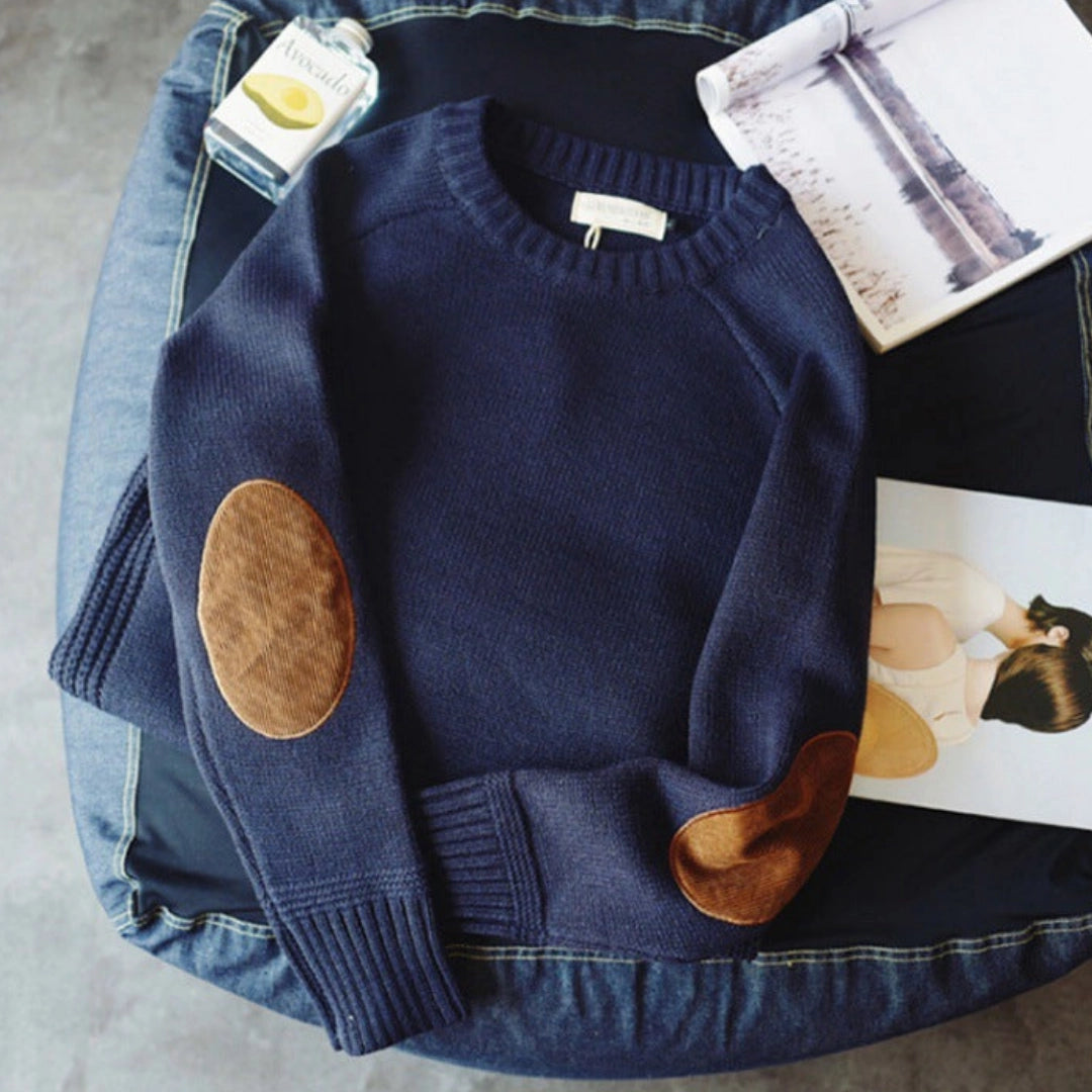 Women’s Knit Sweater with Elbow Patches | Warm Winter Pullover | Casual Smart Style
