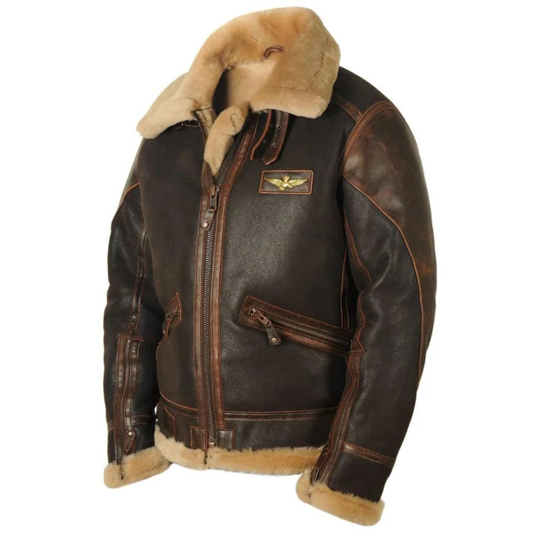 Men’s Vintage Aviator Bomber Jacket | Shearling Lining | Winter Outerwear
