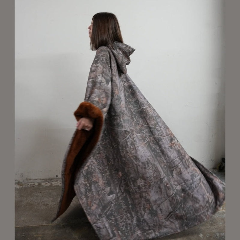 Women’s Hooded Poncho in Relaxed Draped Fit | Stylish Winter Coat