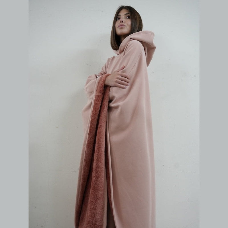 Women’s Hooded Poncho in Relaxed Draped Fit | Stylish Winter Coat