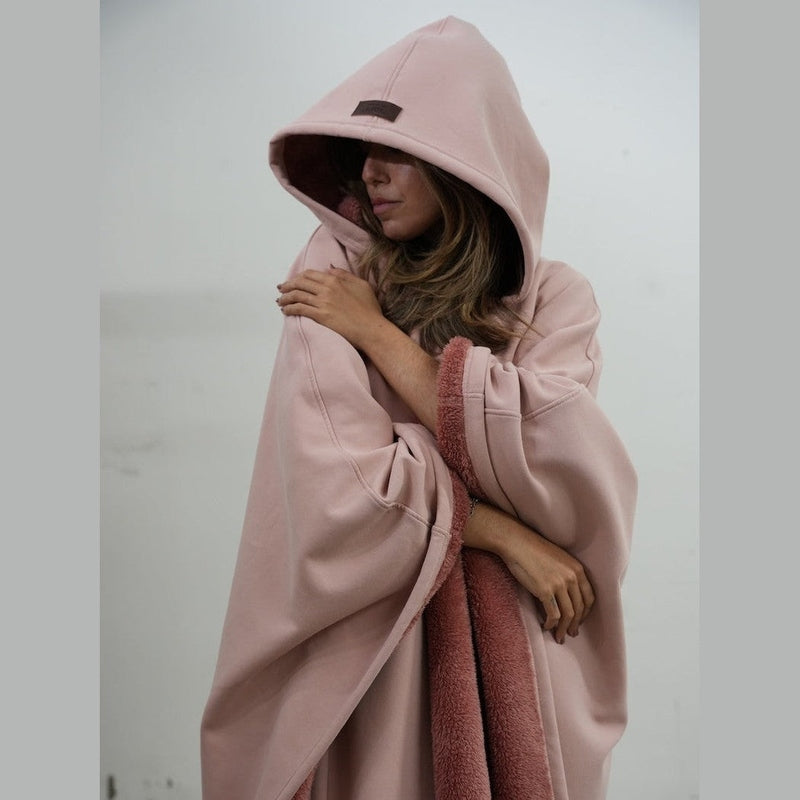 Women’s Hooded Poncho in Relaxed Draped Fit | Stylish Winter Coat
