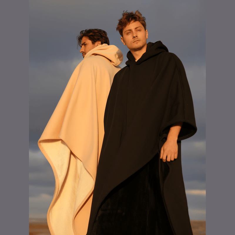 Women’s Hooded Poncho in Relaxed Draped Fit | Stylish Winter Coat