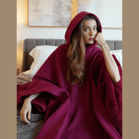 Women’s Hooded Poncho in Relaxed Draped Fit | Stylish Winter Coat