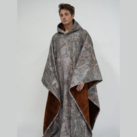 Women’s Hooded Poncho in Relaxed Draped Fit | Stylish Winter Coat