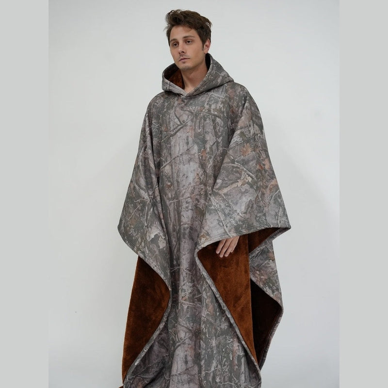 Women’s Hooded Poncho in Relaxed Draped Fit | Stylish Winter Coat