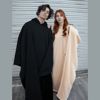 Women’s Hooded Poncho in Relaxed Draped Fit | Stylish Winter Coat