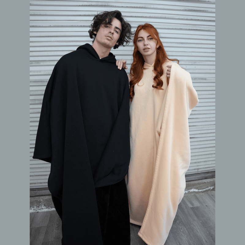 Women’s Hooded Poncho in Relaxed Draped Fit | Stylish Winter Coat