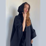 Women’s Hooded Poncho in Relaxed Draped Fit | Stylish Winter Coat