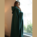 Women’s Hooded Poncho in Relaxed Draped Fit | Stylish Winter Coat