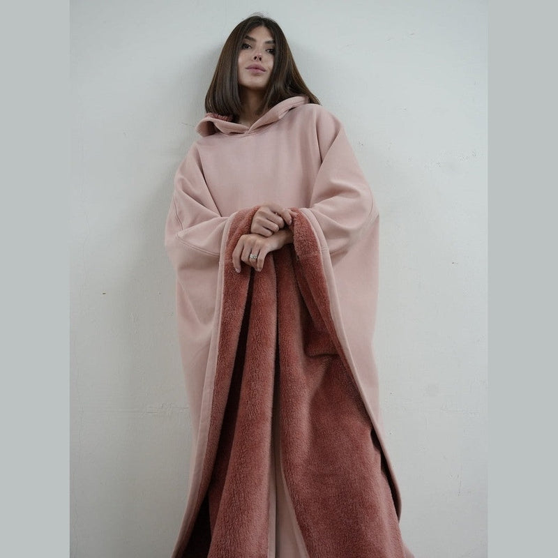 Women’s Hooded Poncho in Relaxed Draped Fit | Stylish Winter Coat