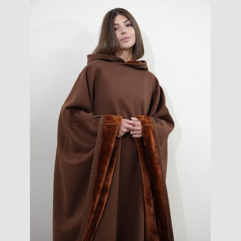 Women’s Hooded Poncho in Relaxed Draped Fit | Stylish Winter Coat