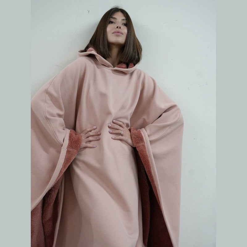 Women’s Hooded Poncho in Relaxed Draped Fit | Stylish Winter Coat