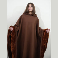 Women’s Hooded Poncho in Relaxed Draped Fit | Stylish Winter Coat