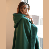Women’s Hooded Poncho in Relaxed Draped Fit | Stylish Winter Coat