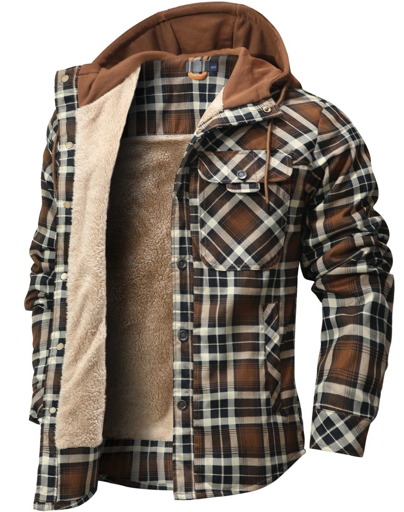 Men’s Fleece Jacket with Hood and Faux Fur Lining | Warm Winter Outdoor Coat
