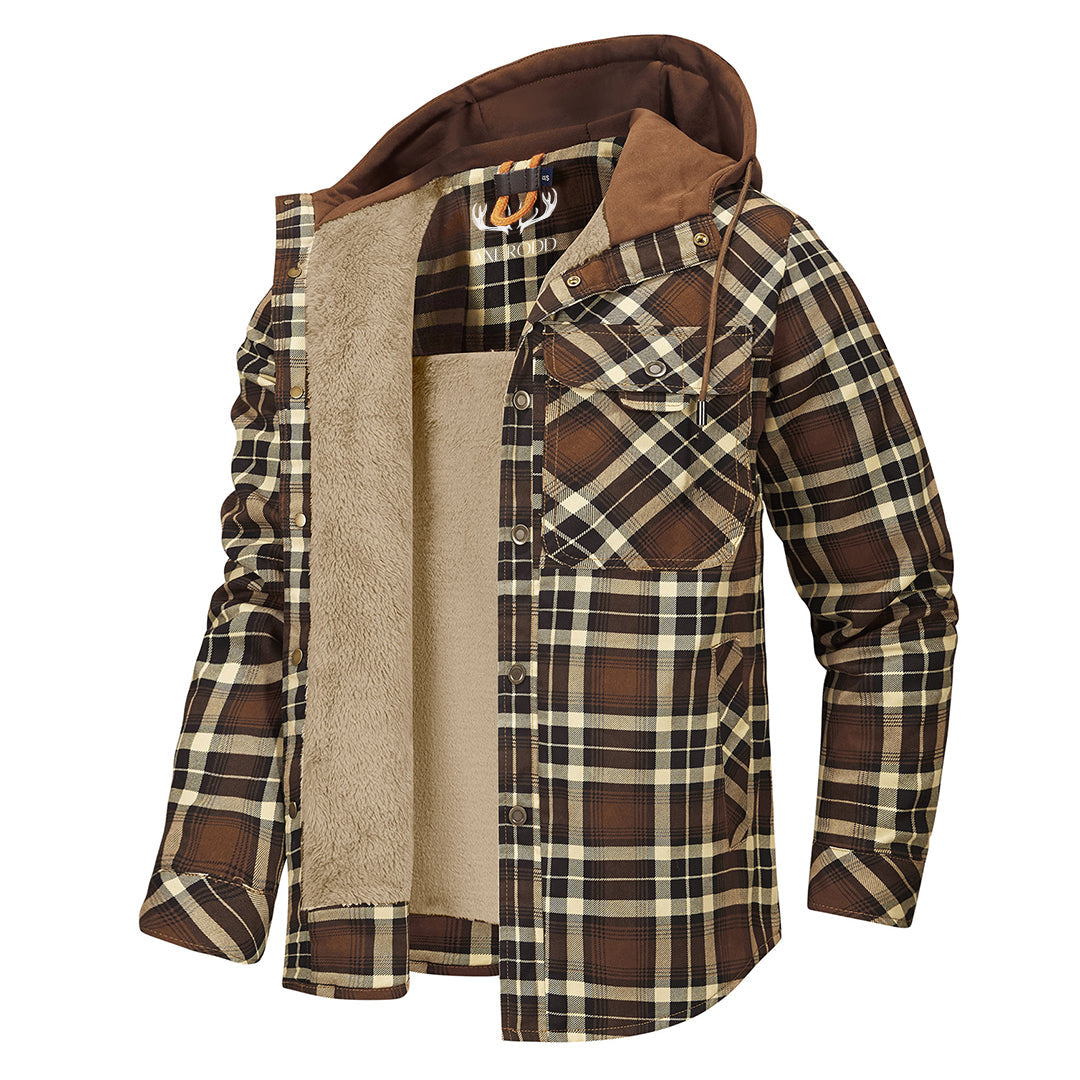 Men’s Lumberjack Hoodie Jacket in Winter Check Style | Warm Casual Coat