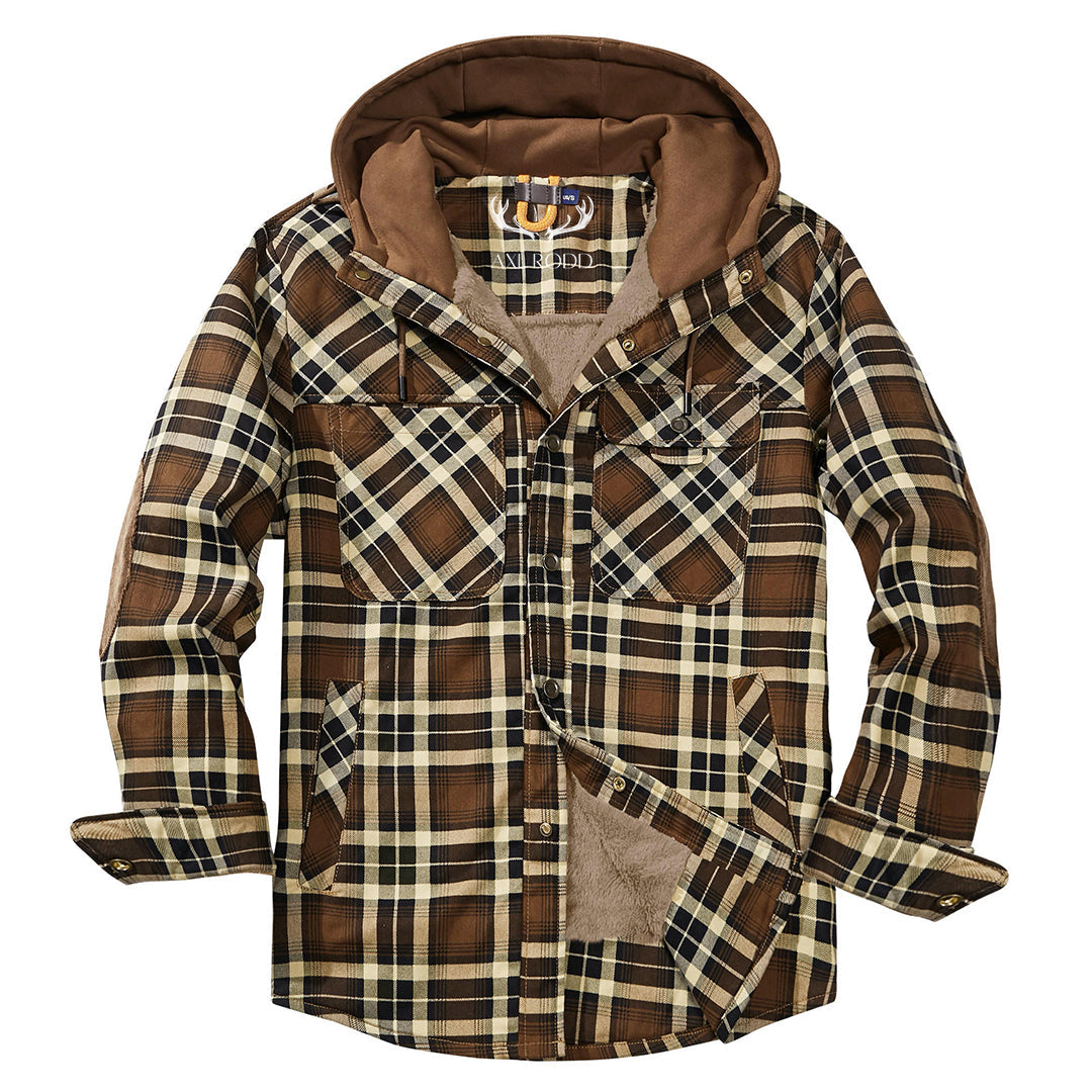 Men’s Lumberjack Hoodie Jacket in Winter Check Style | Warm Casual Coat