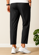 Men’s Slim-Fit Chino Trousers | Cropped Length | Adjustable Drawstring Waist | Lightweight Casual Pants