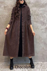 Women’s Corduroy Winter Coat in Long Overcoat Style | Warm Ladies Jacket for Autumn