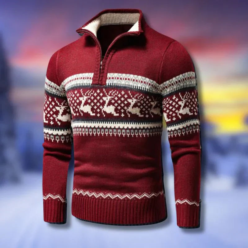 Men’s Christmas Sweater with Quarter Zip | Festive Winter Jumper