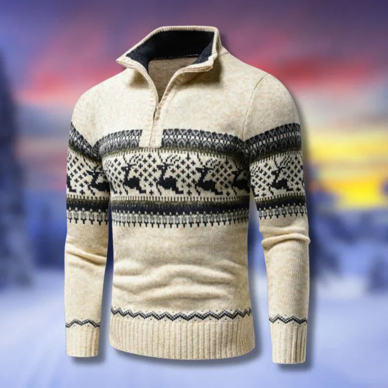 Men’s Christmas Sweater with Quarter Zip | Festive Winter Jumper