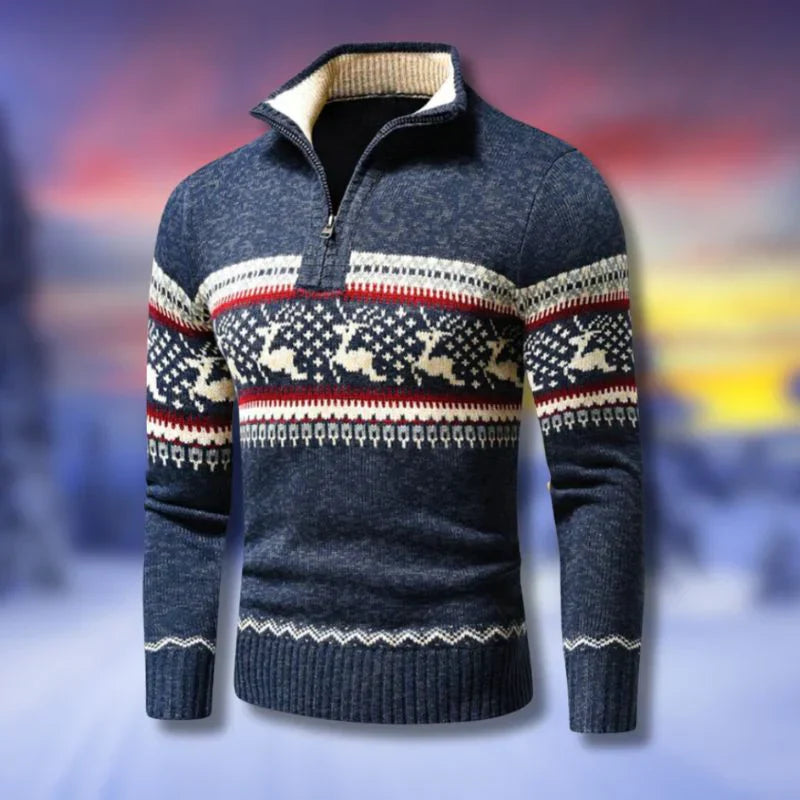 Men’s Christmas Sweater with Quarter Zip | Festive Winter Jumper