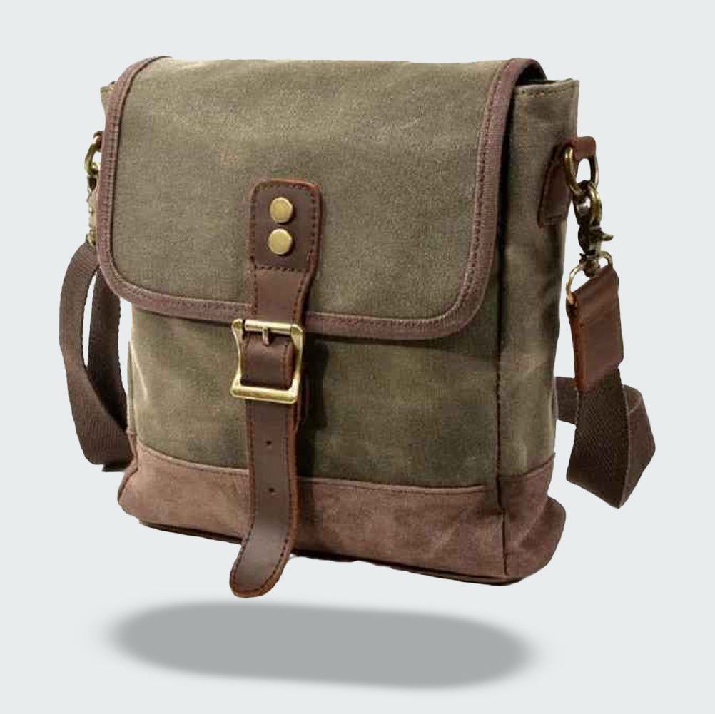 Waxed Canvas Crossbody Bag | Vintage Travel Style | Compact Everyday Carry
