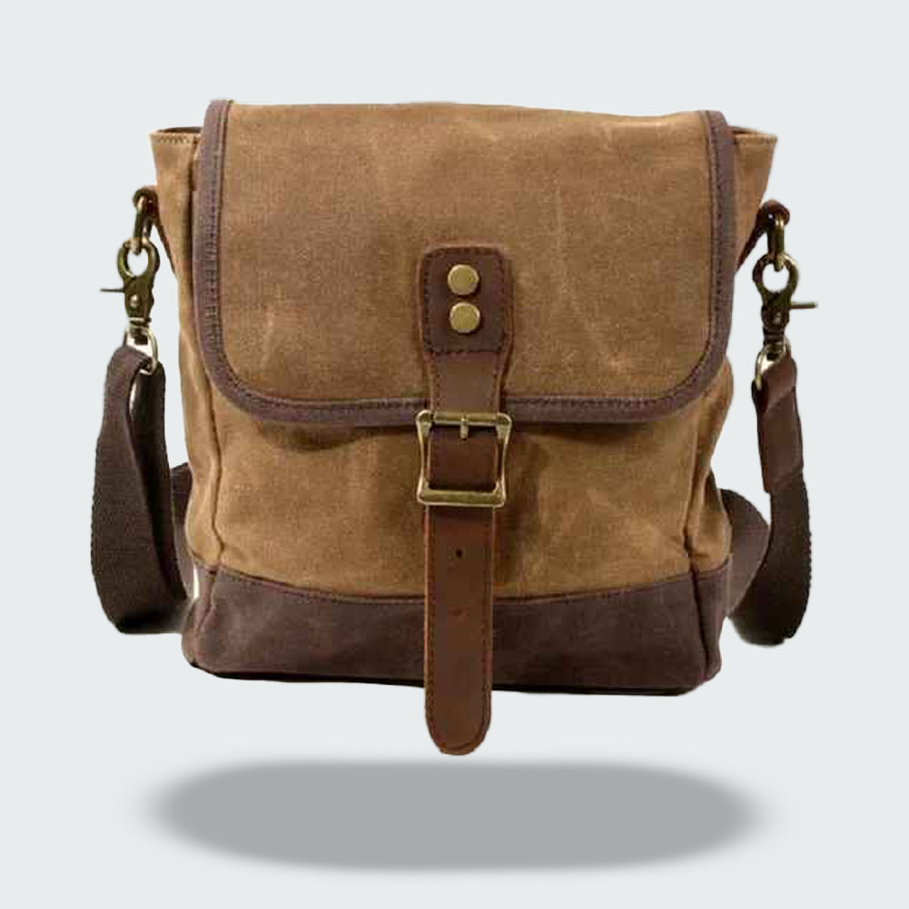 Waxed Canvas Crossbody Bag | Vintage Travel Style | Compact Everyday Carry