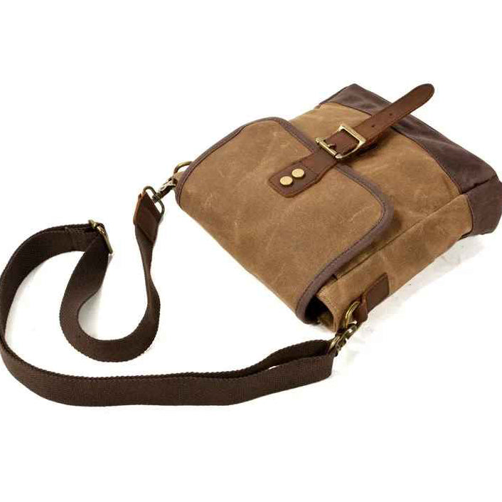 Waxed Canvas Crossbody Bag | Vintage Travel Style | Compact Everyday Carry