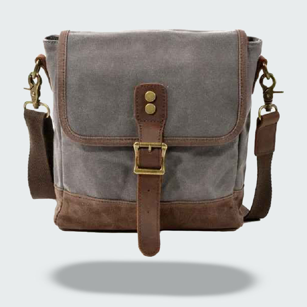 Waxed Canvas Crossbody Bag | Vintage Travel Style | Compact Everyday Carry