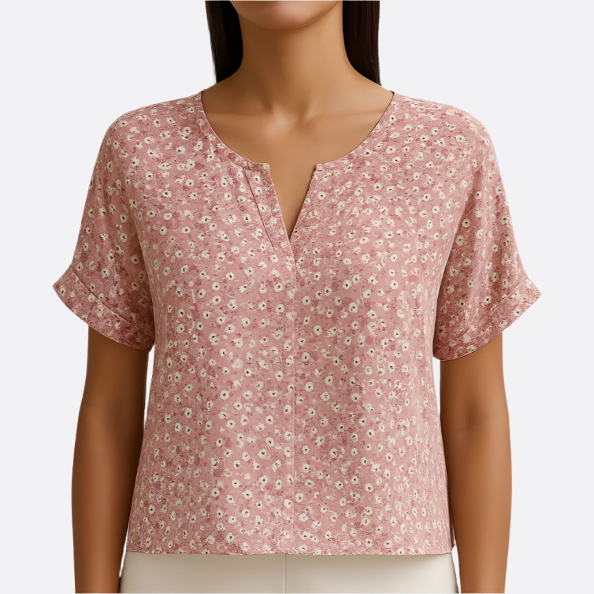 Vintage Floral Blouse | V-Neck Style | Lightweight Fit | Feminine Look