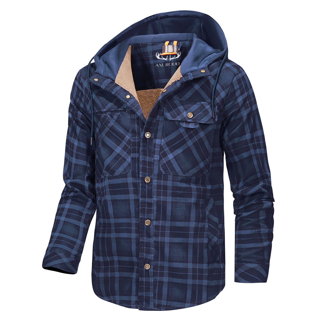 Men’s Lumberjack Hoodie Jacket in Winter Check Style | Warm Casual Coat