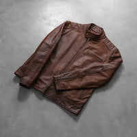 Men’s Brown Biker Jacket in Slim Fit Style | Classic Leather Look Jacket