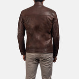 Men’s Brown Biker Jacket in Slim Fit Style | Classic Leather Look Jacket