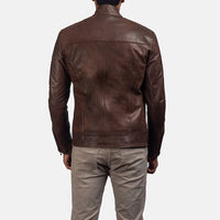 Men’s Brown Biker Jacket in Slim Fit Style | Classic Leather Look Jacket