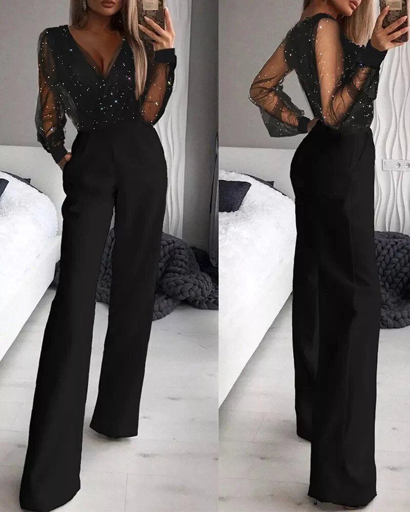 Black Glitter Jumpsuit | Party Wear | Sparkly Occasion Jumpsuit for Women