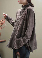Women’s Sweater | Khaki Turtleneck Jumper with Side Split Casual Knitwear