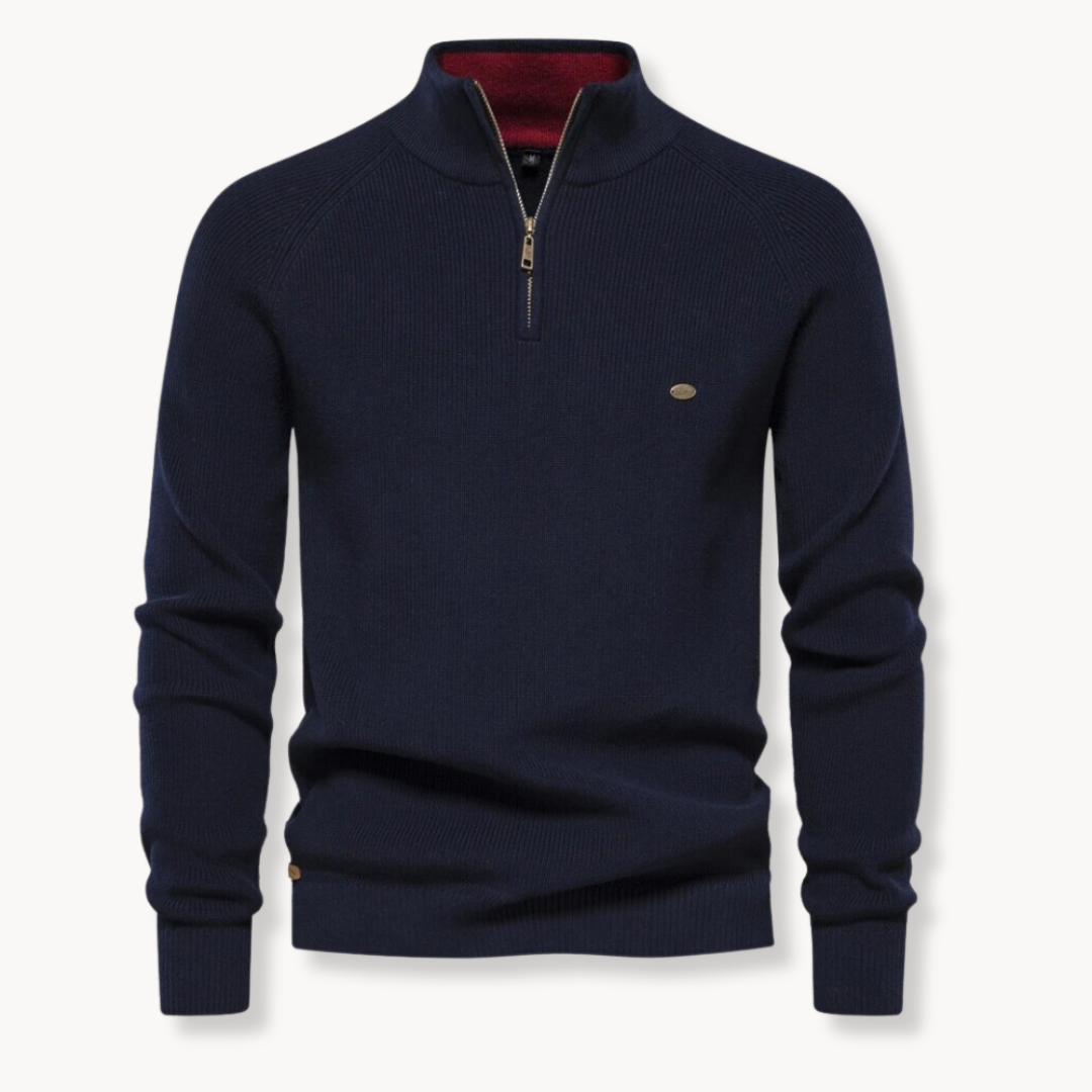 Men’s Quarter Zip Jumper | Lightweight Knit | Ribbed Cuffs | Smart Casual Sweater