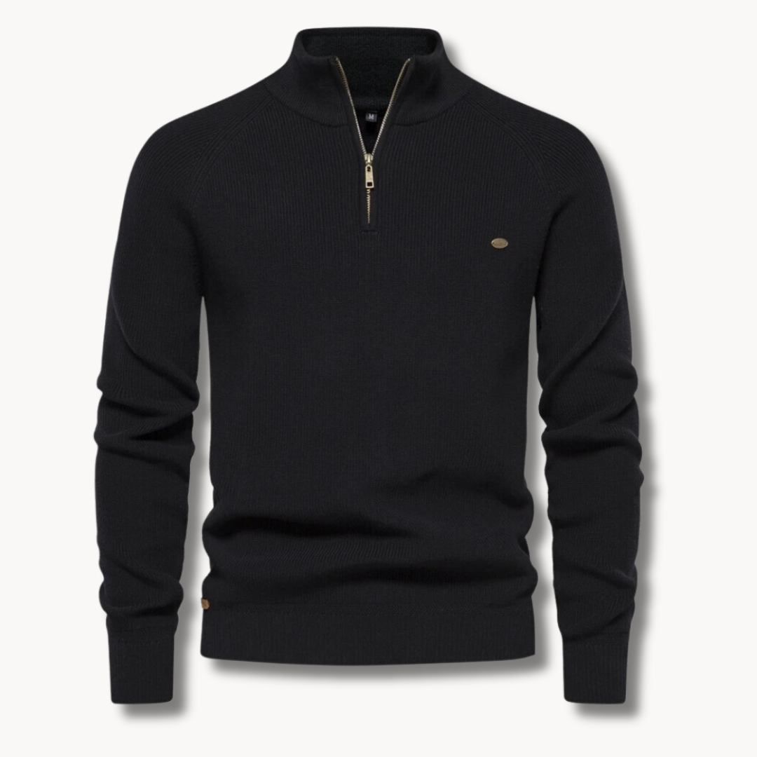 Men’s Quarter Zip Jumper | Lightweight Knit | Ribbed Cuffs | Smart Casual Sweater