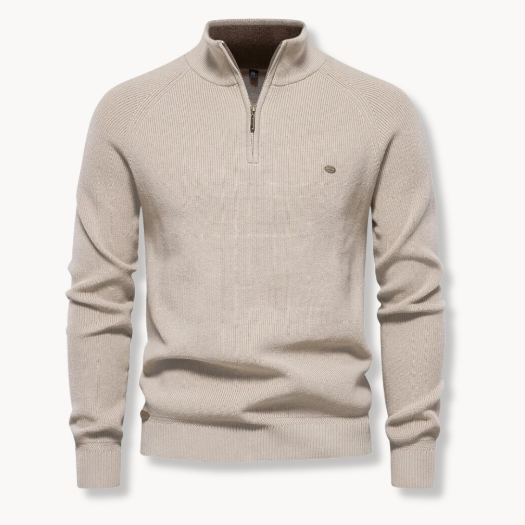 Men’s Quarter Zip Jumper | Lightweight Knit | Ribbed Cuffs | Smart Casual Sweater
