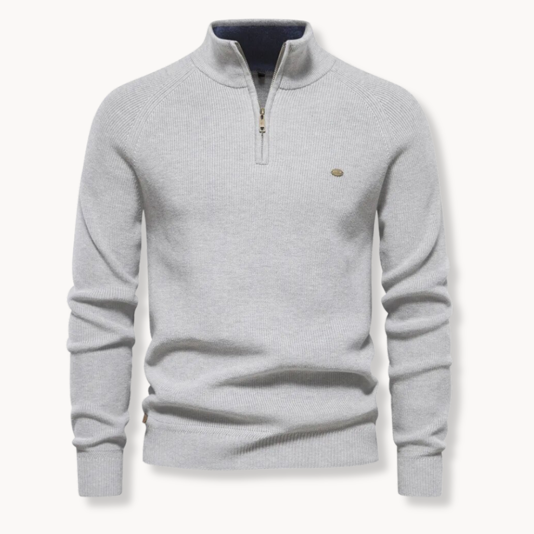 Men’s Quarter Zip Jumper | Lightweight Knit | Ribbed Cuffs | Smart Casual Sweater