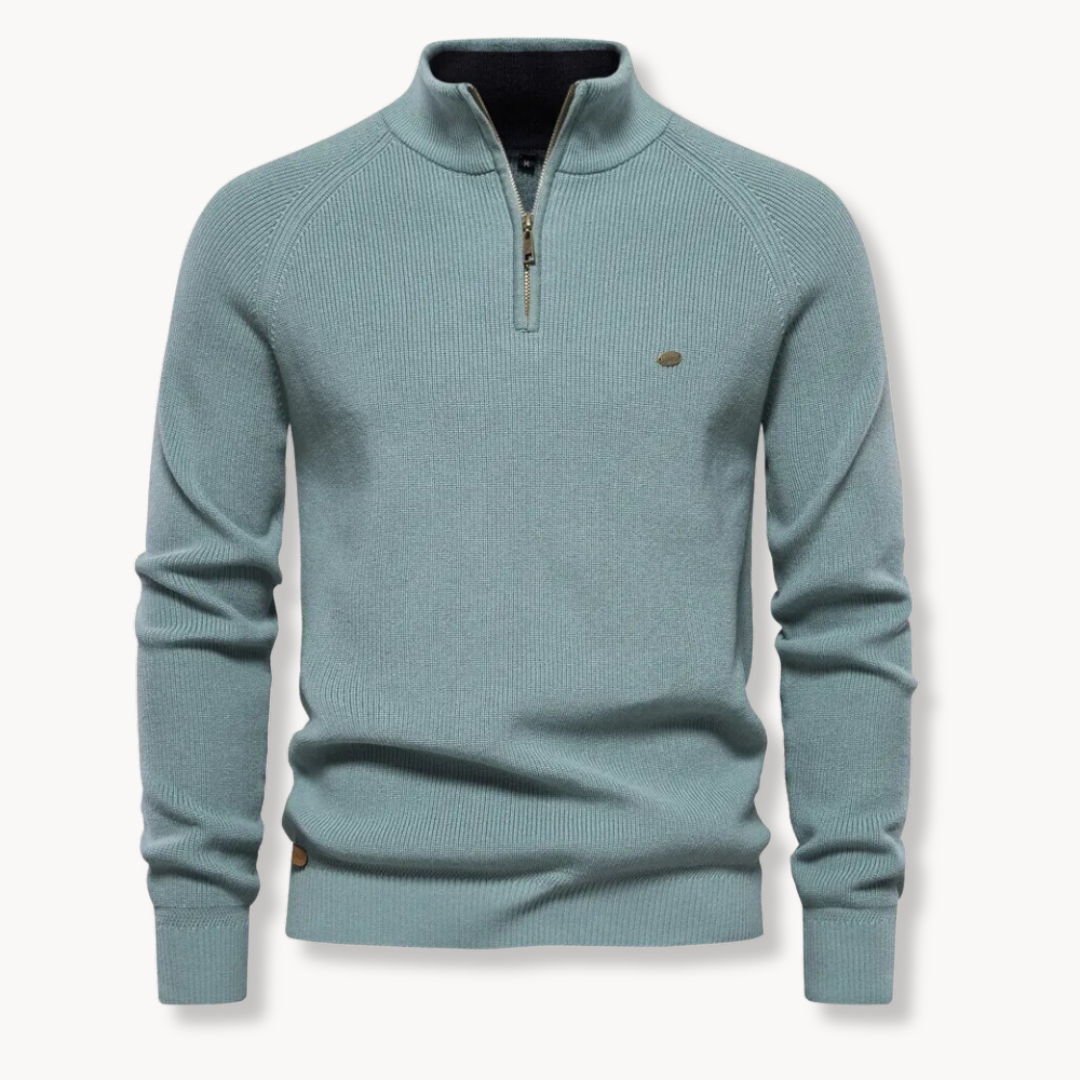 Men’s Quarter Zip Jumper | Lightweight Knit | Ribbed Cuffs | Smart Casual Sweater