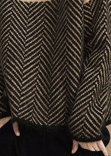 Women’s Khaki Turtle Neck Jumper in Patchwork Knit | Warm Loose Fit Winter Sweater